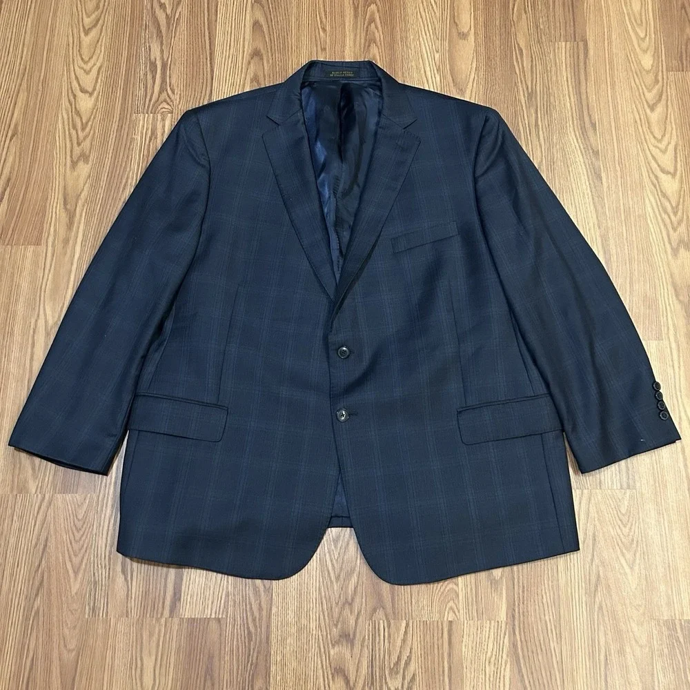 Jos. A. Bank Reserve Tailored Fit Gray Plaid Reda 1865 Sz. 52R Blazer Windowpane